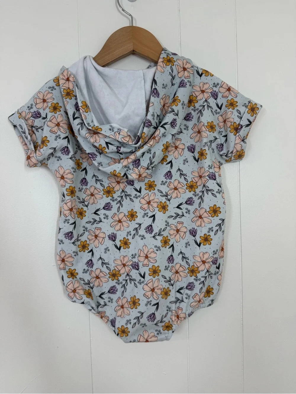 Little One Shop Floral Hooded Short Sleeve Bubble Romper